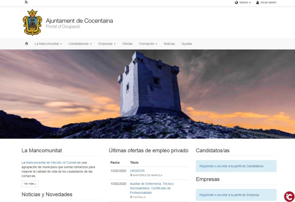 LAjuntament de Cocentaina incorpora el portal docupació de la Mancomunitat de lAlcoià i el Comtat a la seua web