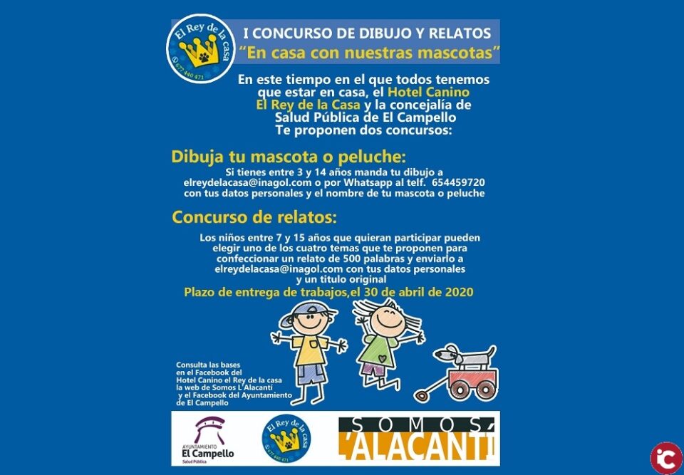 El hotel canino El Rey de la Casa y la Concejalía de Salud Pública convocan un concurso de dibujos y relatos infantiles sobre las mascotas