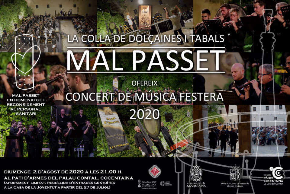 La Colla de Dolçaines i Tabals Mal Passet de Cocentaina oferirà un concert de Música Festera el proper diumenge 2 dagost