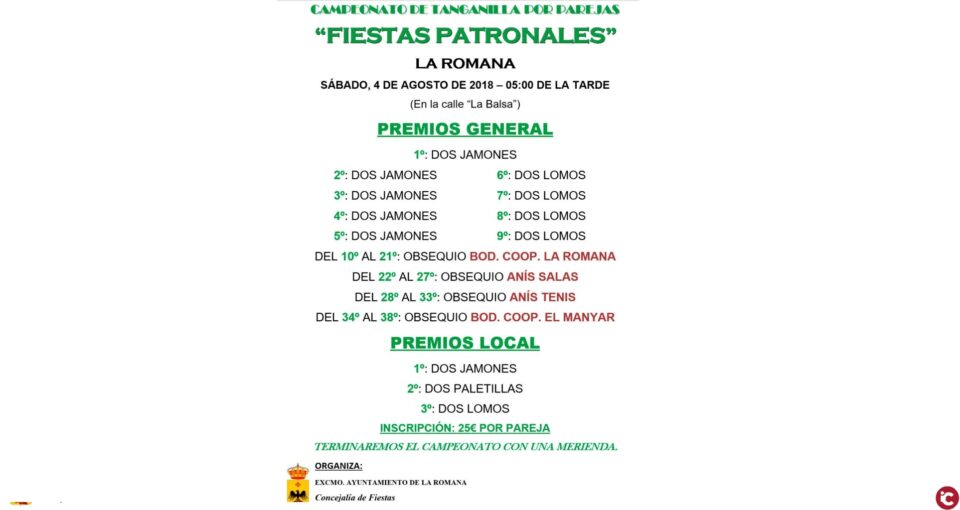 Campeonato de Tanganilla "Fiestas Patronales - 2018"