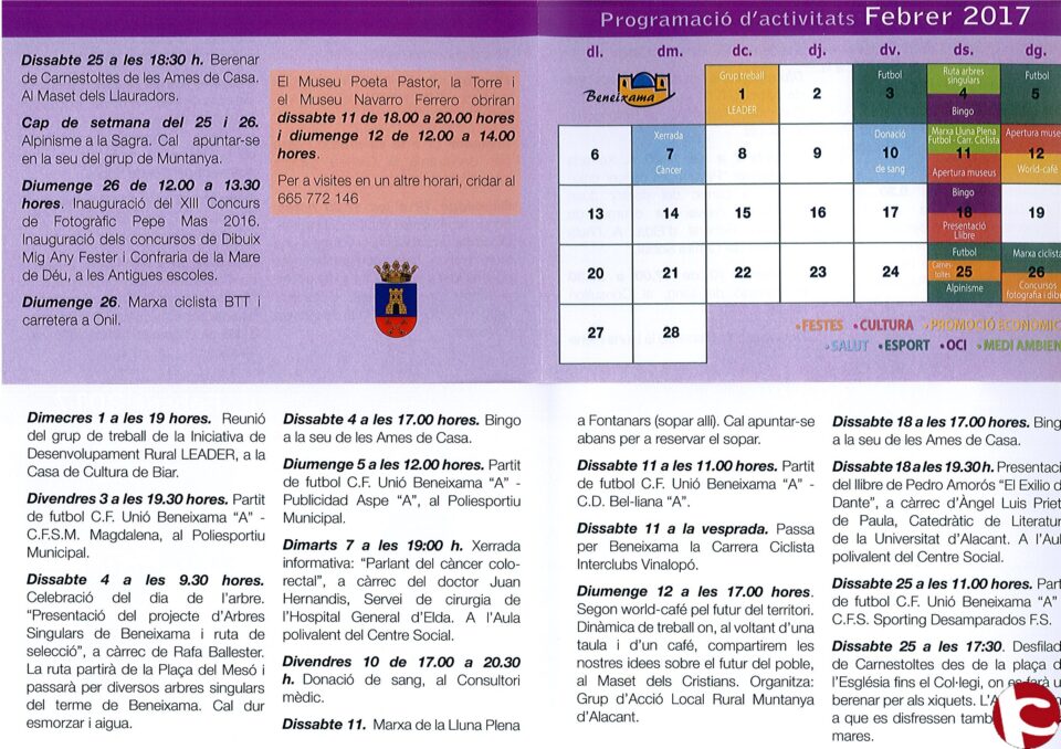 Programació dactivitats mes de febrer