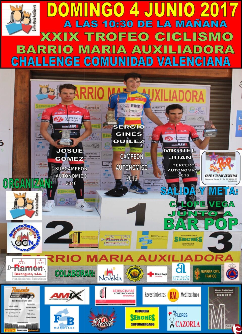 Programa "A golpe de pedal" 01/06/2017 sobre el TOUR DEL JUGUETE GSPORT-COSTA BLANCA en Ibi y XXIX edición del Trofeo de Ciclismo Barrio María Auxiliadora en Novelda