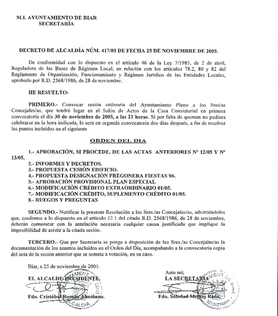 PLENO ORDINARIO DEL AYUNTAMIENTO