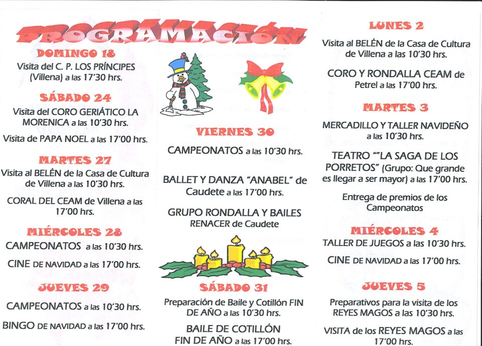 ACTIVIDADES NAVIDEÑAS EN EL CENTRO GERIÁTRICO LA MORENICA DE VILLENA