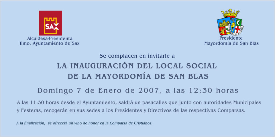 INAUGURACIÓN LOCAL MAYORDOMÍA