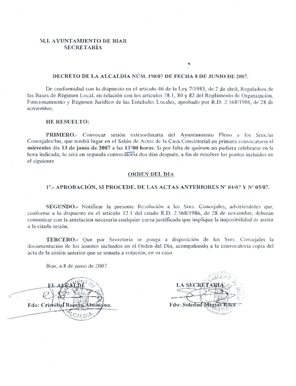 COMUNICADO DEL AYUNTAMIENTO DE BIAR