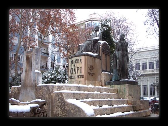 Nieve en Villena, paseo de Chapí, año 2006